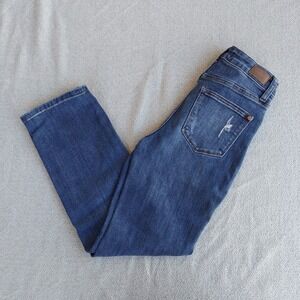 Judy‎ Blue Womens Distressed High Rise Straight Leg Jeans Medium Wash Size 1/25